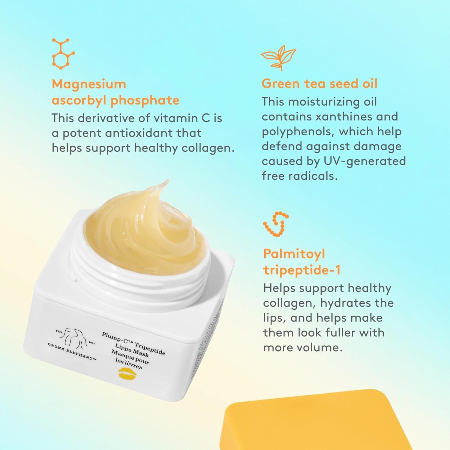 imageDrunk Elephant PlumpC Tripeptide Lippe Mask 20 g 07oz Clean Clinical Skincare CrueltyFree Free of Essential Oils Silicones and Fragrance