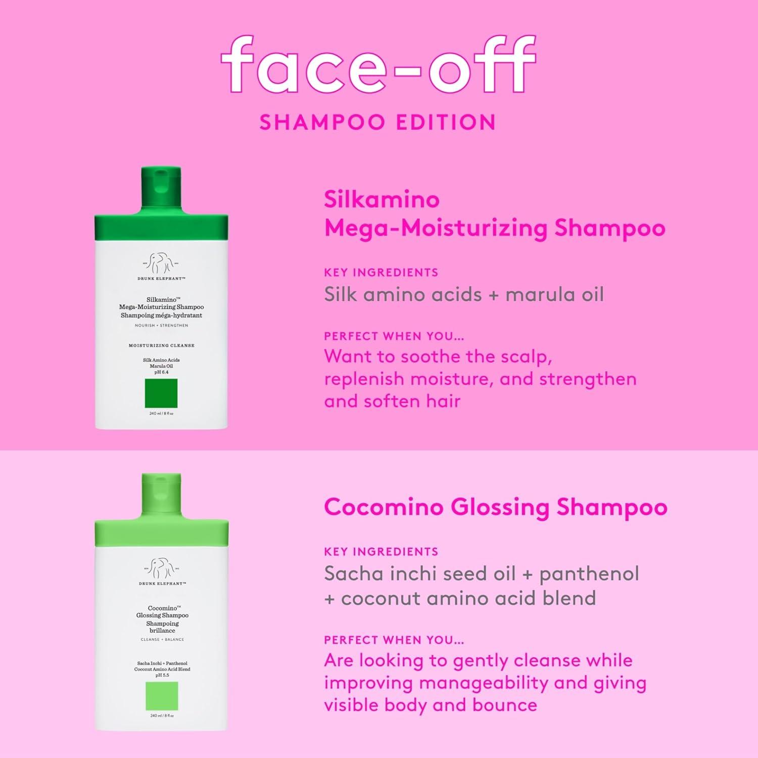 imageDrunk Elephant Silkamino MegaMoisturizing Shampoo 240 ml8 fl oz Silk Amino Acids Clean Clinical SulfateFree CrueltyFree DermatologistTested Free of Essential Oils Silicones SLS