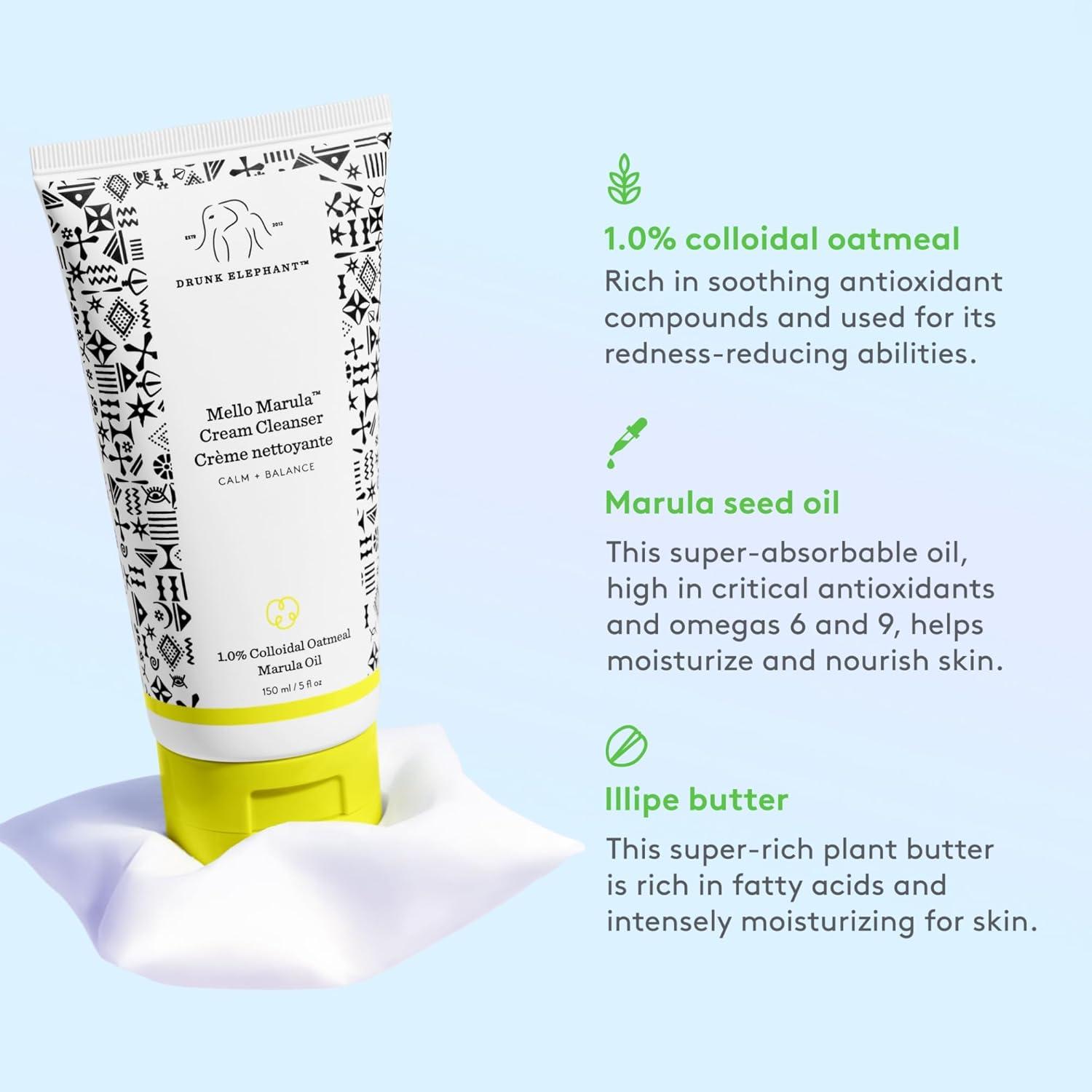 imageDrunk Elephant Mello Marula Cream Cleanser 60 ml2 fl oz Calming Face Wash Clean Clinical Skincare CrueltyFree DermatologistTested Free of Essential Oils Silicones and Fragrance