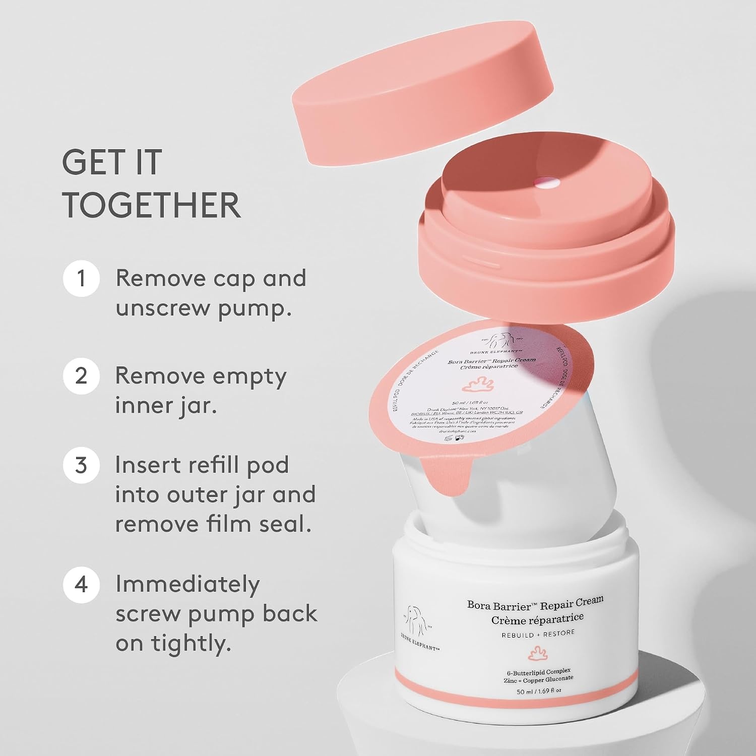 image:imageDrunk Elephant Bora Barrier Repair Cream UltraRich Moisturizer Clean Clinical Skincare CrueltyFree DermatologistTested Free of Essential Oils Silicones and Fragrance169 Fl Oz Refill